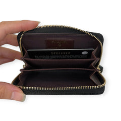 CHANEL Black Quilted Caviar Compact Zip Wallet Chanel