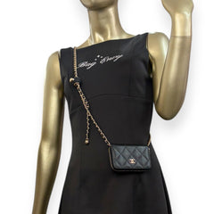 CHANEL Black Quilted Caviar Compact Zip Wallet Chanel