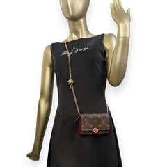 LOUIS VUITTON Monogram Flore Compact Wallet with Added Adjustable Chain Louis Vuitton