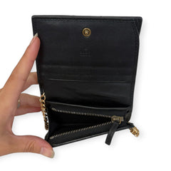 GUCCI Black GG Marmont Compact Wallet with Adjustable Chain Gucci