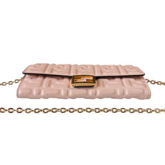 FENDI Pink Zucchino Leather Continental Wallet with added Chain Fendi