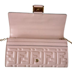 FENDI Pink Zucchino Leather Continental Wallet with added Chain Fendi