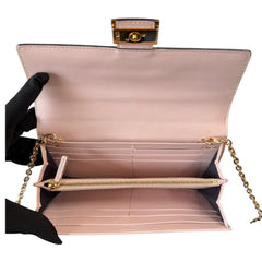 FENDI Pink Zucchino Leather Continental Wallet with added Chain Fendi