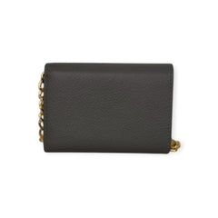 SAINT LAURENT YSL Grey Grain Calfskin Compact Wallet with Adjustable Chain Saint Laurent