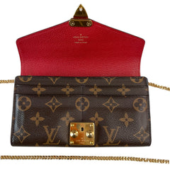 LOUIS VUITTON Red Monogram Portefeuille Pallas Wallet with Chain Louis Vuitton