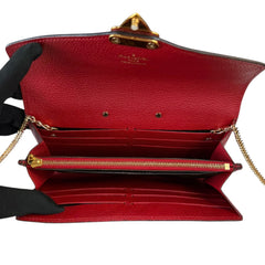 LOUIS VUITTON Red Monogram Portefeuille Pallas Wallet with Chain Louis Vuitton