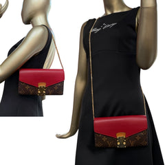 LOUIS VUITTON Red Monogram Portefeuille Pallas Wallet with Chain Louis Vuitton
