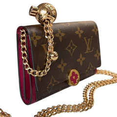 LOUIS VUITTON Monogram Flore Compact Wallet with Added Adjustable Chain Louis Vuitton
