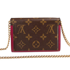 LOUIS VUITTON Monogram Flore Compact Wallet with Added Adjustable Chain Louis Vuitton