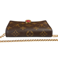 LOUIS VUITTON Monogram Flore Compact Wallet with Added Adjustable Chain Louis Vuitton