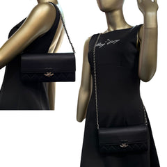 CHANEL Black Calfskin CC Box Flap Wallet Chanel