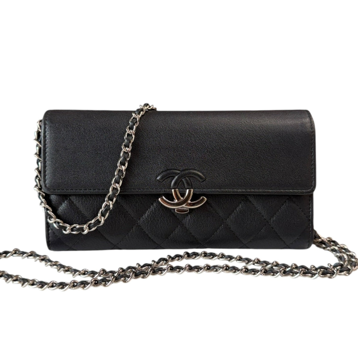 CHANEL Black Calfskin CC Box Flap Wallet Chanel