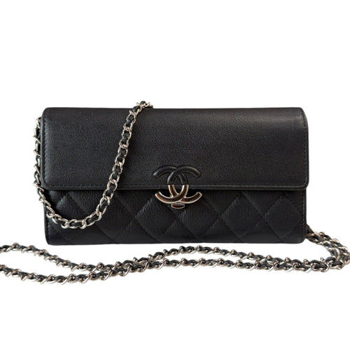 CHANEL Black Calfskin CC Box Flap Wallet Chanel