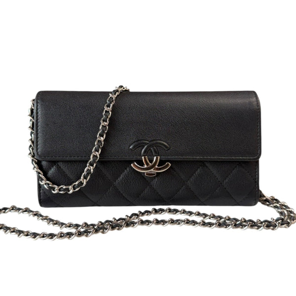 CHANEL Black Calfskin CC Box Flap Wallet Chanel