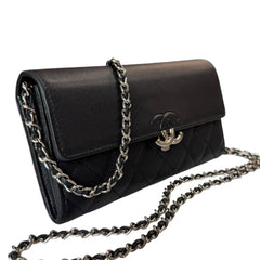 CHANEL Black Calfskin CC Box Flap Wallet Chanel