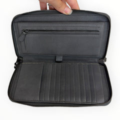BOTTEGA VENETA Grey Leather Intrecciato Organizer Zip Wallet with added Chain Bottega Veneta