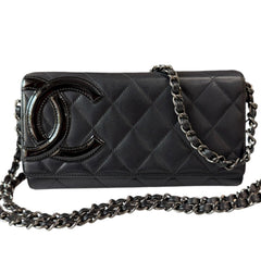 CHANEL Black Lambskin Cambon Full Flap Wallet Chanel