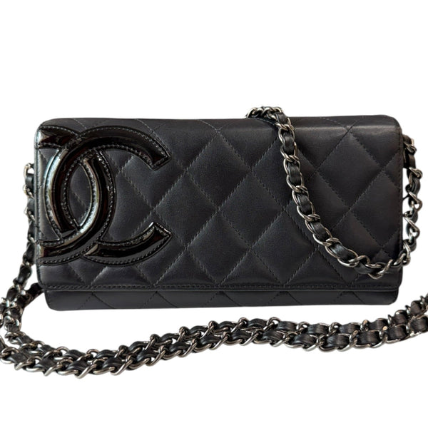 CHANEL Black Lambskin Cambon Full Flap Wallet Chanel