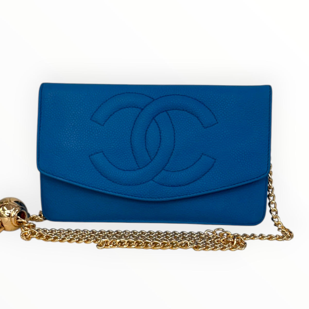 CHANEL Turquoise Caviar Timeless Clutch Chanel