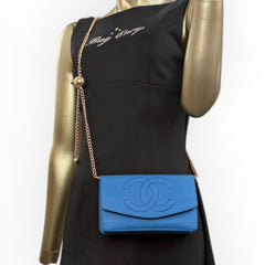 CHANEL Turquoise Caviar Timeless Clutch Chanel