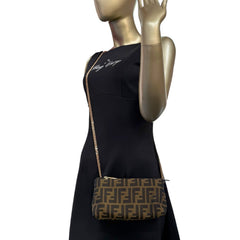 FENDI Zucca Canvas Zip Pouch with added Chain Fendi