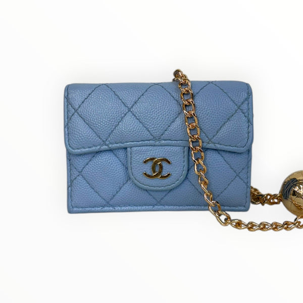 CHANEL Blue Caviar Classic GHW Compact Wallet Chanel