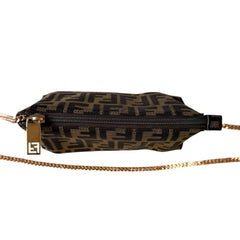 FENDI Zucca Canvas Zip Pouch with added Chain Fendi