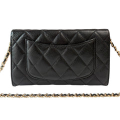 CHANEL Black Caviar Leather GHW Classic Flap Gusseted Wallet Chanel