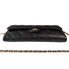 CHANEL Black Caviar Leather GHW Classic Flap Gusseted Wallet Chanel