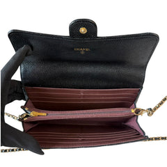 CHANEL Black Caviar Leather GHW Classic Flap Gusseted Wallet Chanel