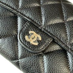 CHANEL Black Caviar Leather GHW Classic Flap Gusseted Wallet Chanel