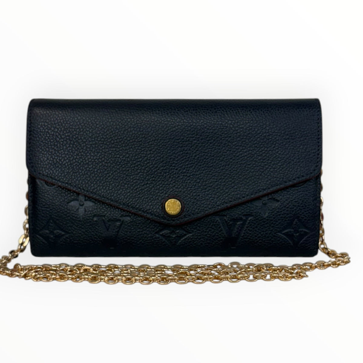 LOUIS VUITTON Navy Empreinte Leather Sarah Wallet with Chain Louis Vuitton