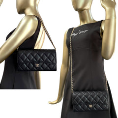 CHANEL Black Caviar Leather GHW Classic Flap Gusseted Wallet Chanel