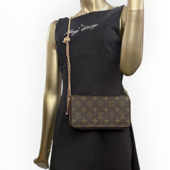 LOUIS VUITTTON Monogram XL Zip Organizer with Gold Crossbody Chain Louis Vuitton