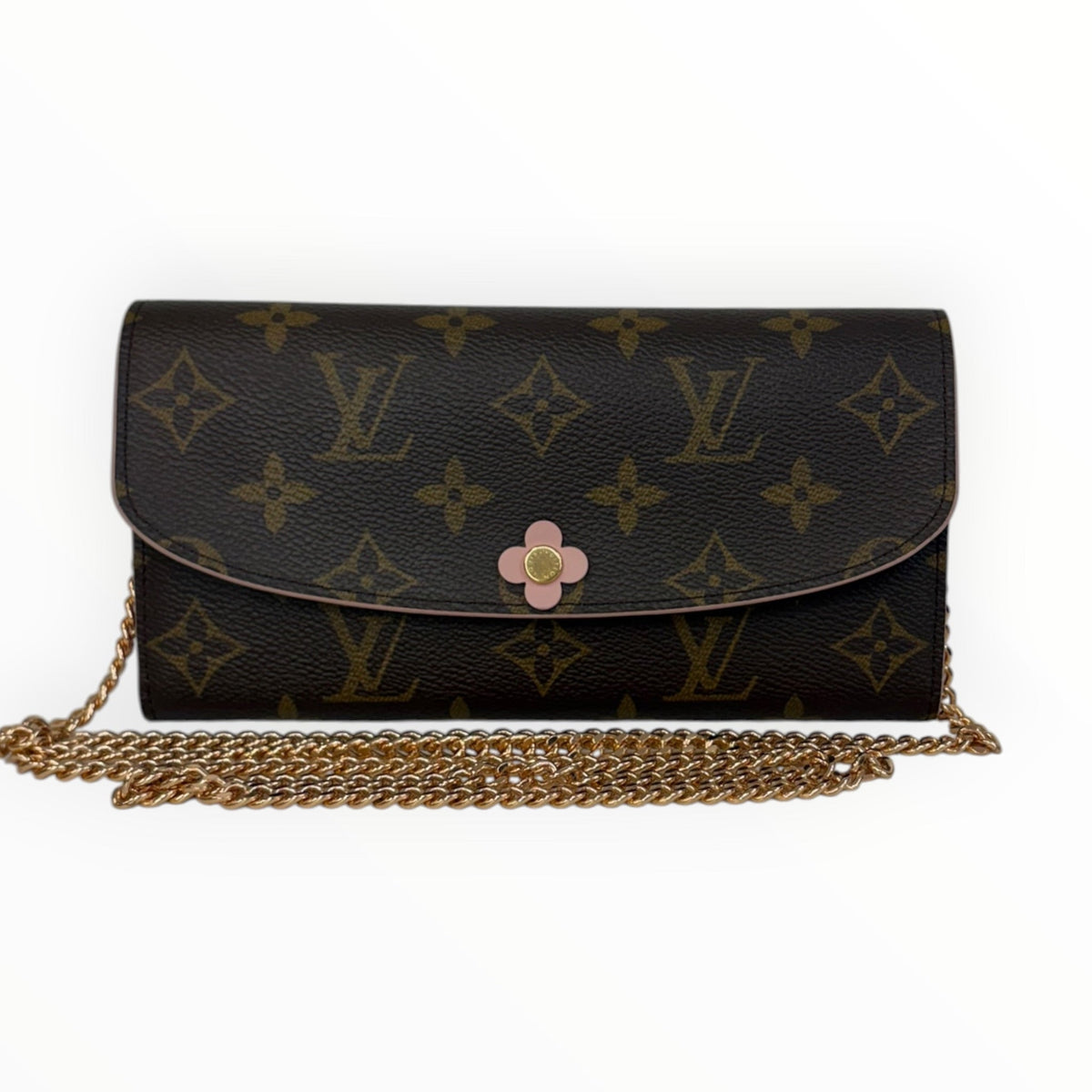 LOUIS VUITTON Flower Monogram Emilie Wallet with Chain Louis Vuitton