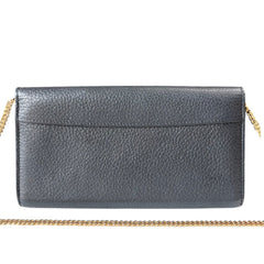 LOUIS VUITTON Black Taurillon Embellished Capucines Leather Wallet with Chain Louis Vuitton