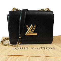 LOUIS VUITTON Black Epi Twist Lock MM Bag Louis Vuitton