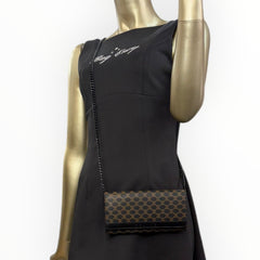 CELINE Black Macadam Coated Canvas Long Wallet with added Chain Celine