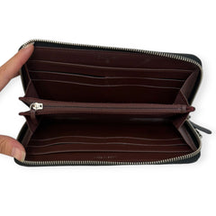 CHANEL Black Leather V Stitch Quilted SHW Zip Wallet Chanel