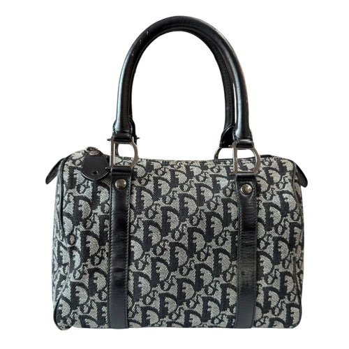 CHRISTIAN DIOR Black Canvas Trotter Boston Bag Dior