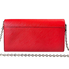 LOUIS VUITTON Red Epi Leather Twist Wallet with Chain Louis Vuitton