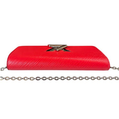 LOUIS VUITTON Red Epi Leather Twist Wallet with Chain Louis Vuitton