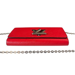 LOUIS VUITTON Red Epi Leather Twist Wallet with Chain Louis Vuitton