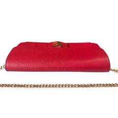 LOUIS VUITTON Red Leather Lockme Wallet with Chain Louis Vuitton