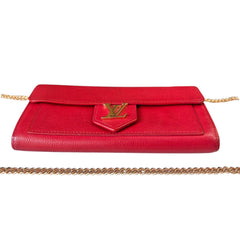 LOUIS VUITTON Red Leather Lockme Wallet with Chain Louis Vuitton