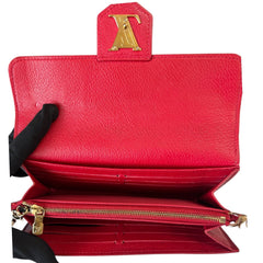 LOUIS VUITTON Red Leather Lockme Wallet with Chain Louis Vuitton