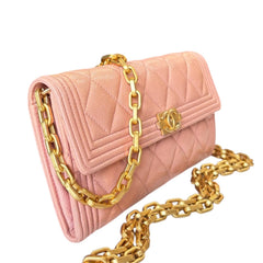 CHANEL Salmon Caviar Leather Boy Long Flap Wallet Chanel