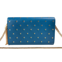 SAINT LAURENT Blue Star Leather Mary Kate YSL Clutch with Chain/Tassel Saint Laurent