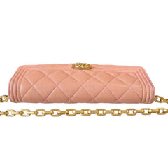 CHANEL Salmon Caviar Leather Boy Long Flap Wallet Chanel