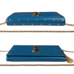 SAINT LAURENT Blue Star Leather Mary Kate YSL Clutch with Chain/Tassel Saint Laurent